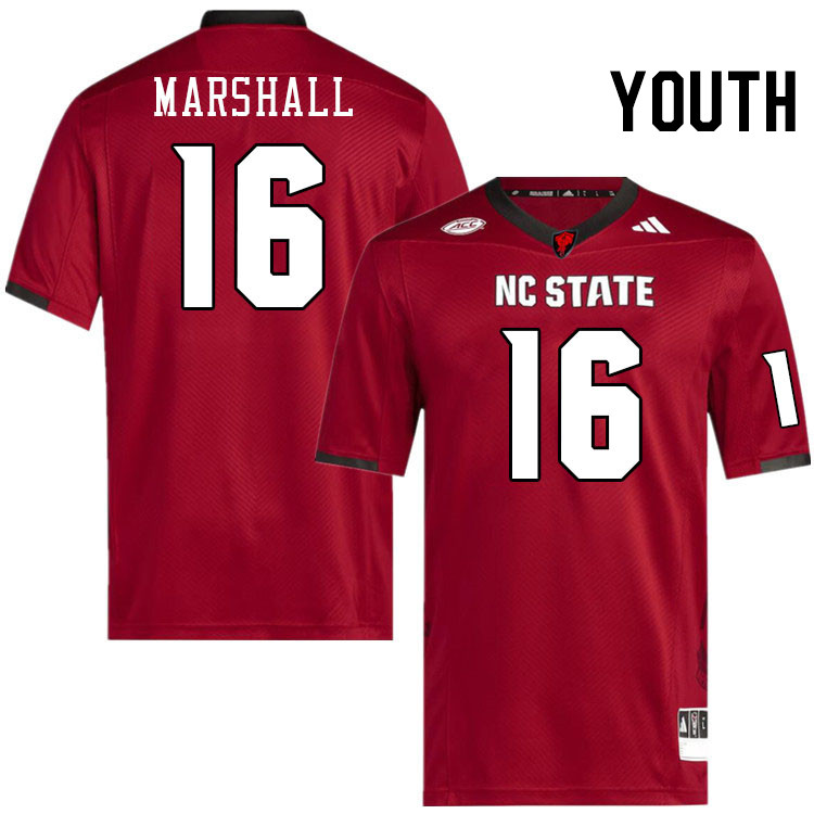 Youth #16 Devon Marshall NC State Wolfpack College Football Jerseys Stitched-Red